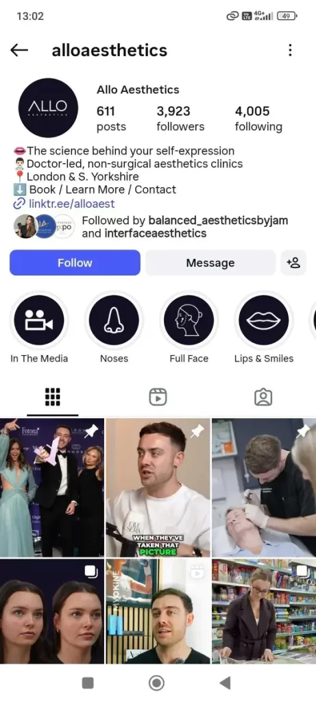 Allo Aesthetics Instagram