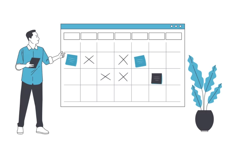 An illustration of a practitioner managing patient scheduling and appointments