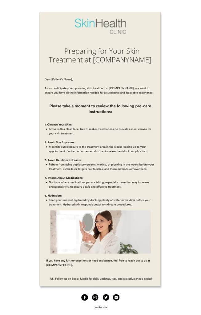 Skin treatment precare instructions