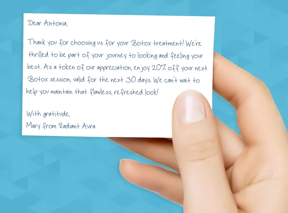 Image of handwritten thank you note