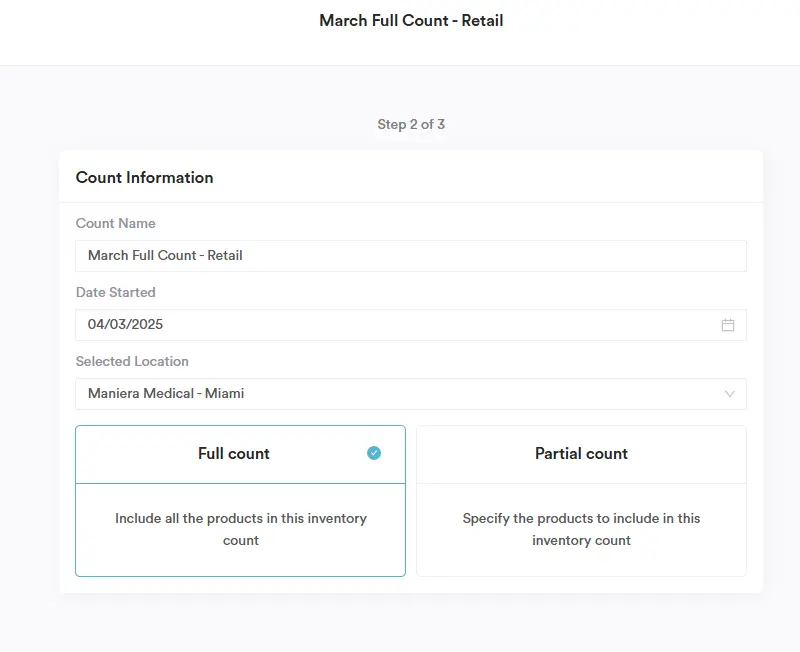 Inventory count Pabau