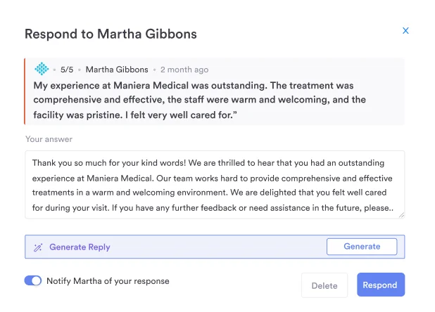 Pabau tool for crafting responses with AI