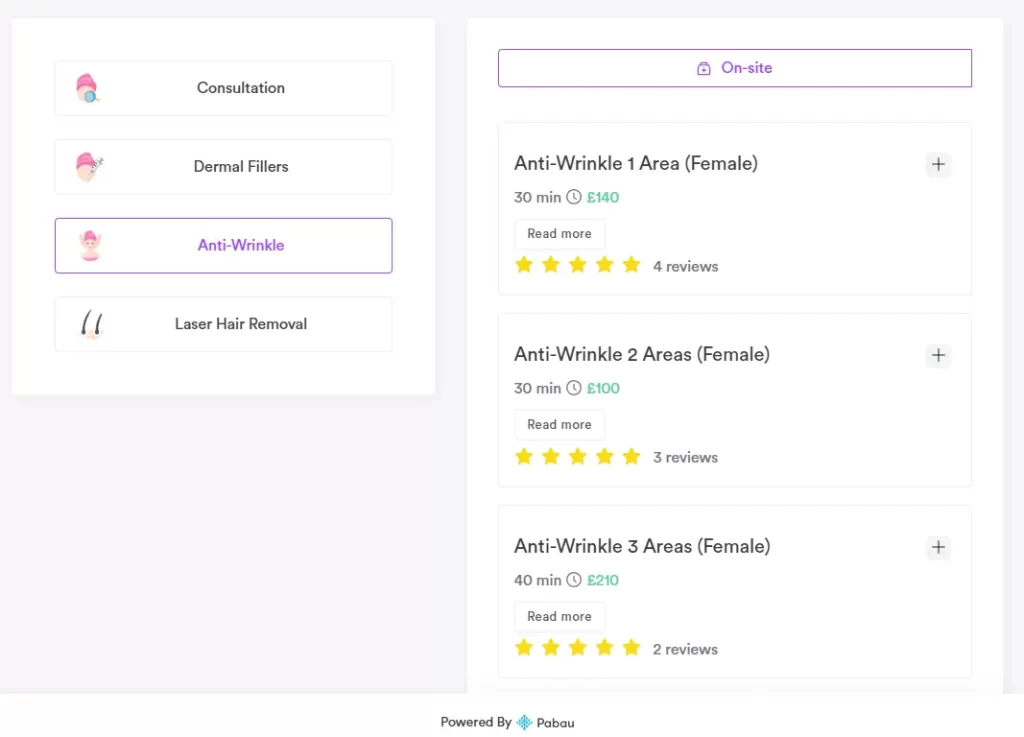 Image of Pabau's online booking dashboard