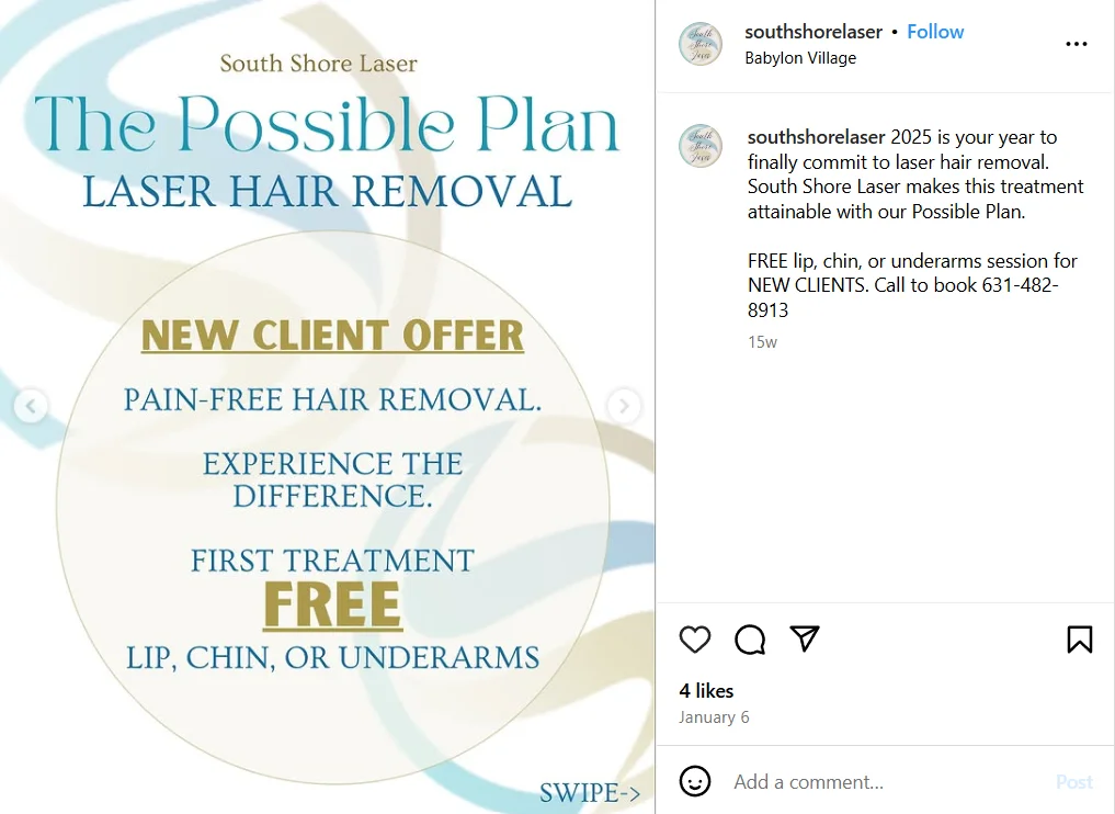 South Shore Laser Instagram post