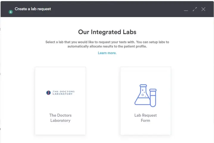 Screenshot of Pabau’s integrated lab request options