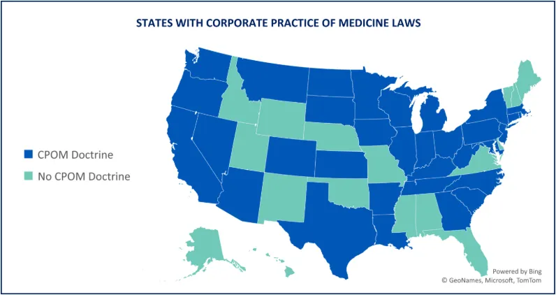 States with Corporate Practice of Medicine Laws