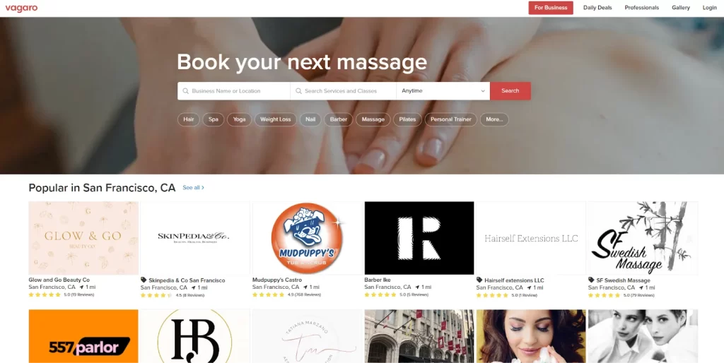 Vagaro dashboard showing appointment calendar and marketing campaign interface