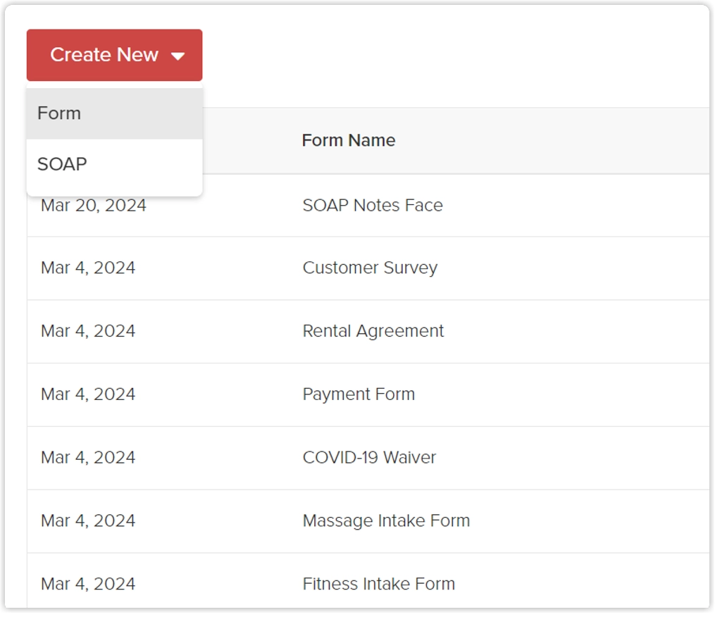 Vagaro forms and documentation