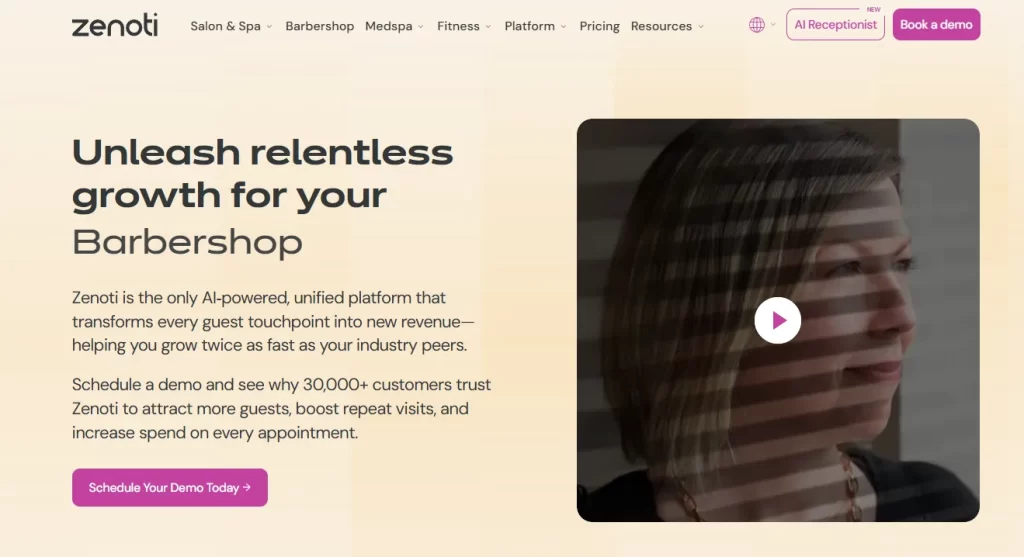 Zenoti multi-location dashboard displaying enterprise management and reporting tools