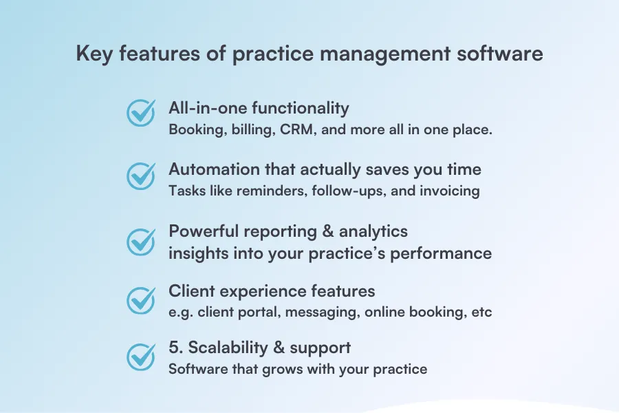 Key features of practice management software