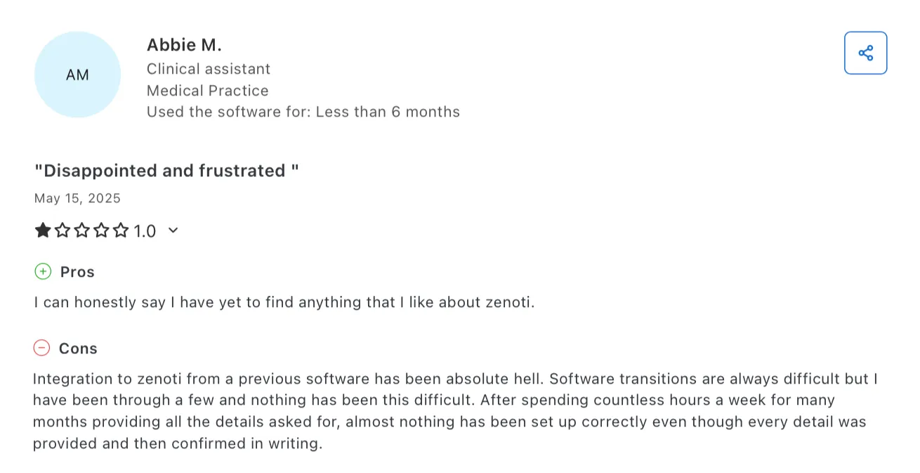 Zenoti negative review