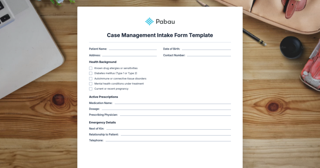Case Management Intake Form Template