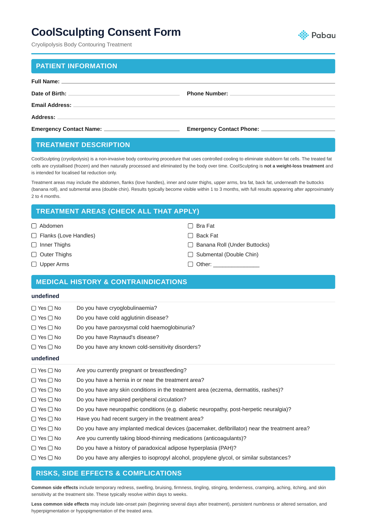 coolsculpting consent form template preview