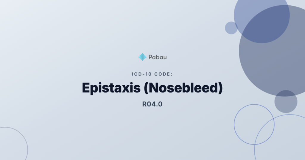Icd 10 Cm Nose Bleed