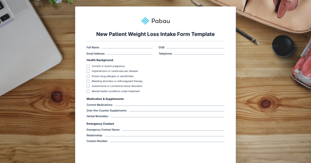 New Patient Weight Loss Intake Form Template