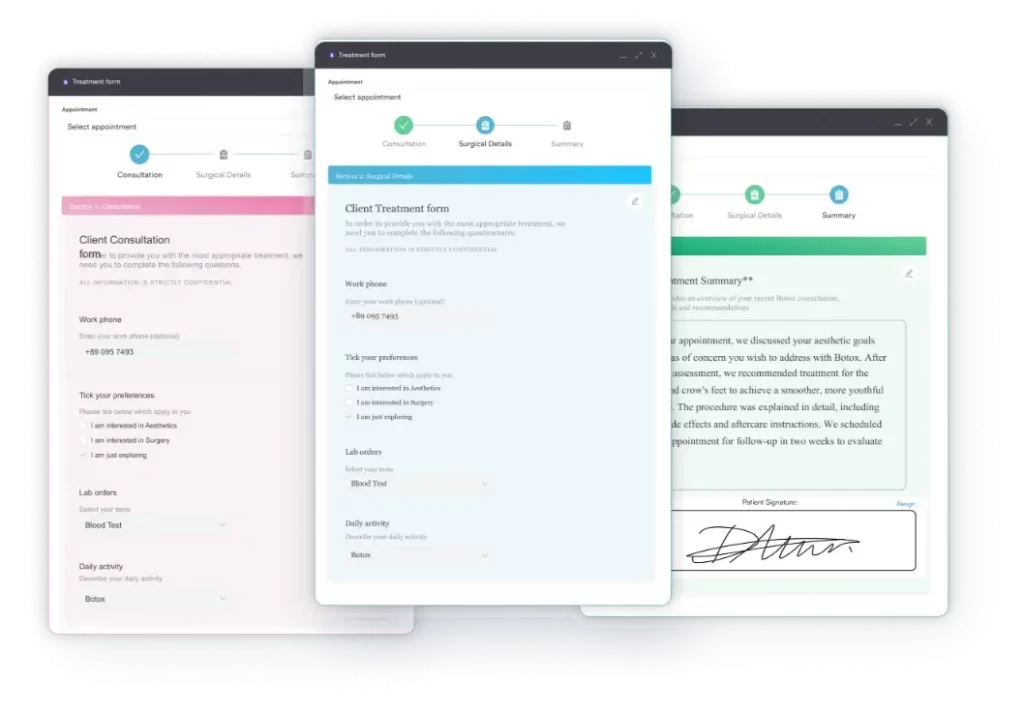 Customizable consent and intake forms