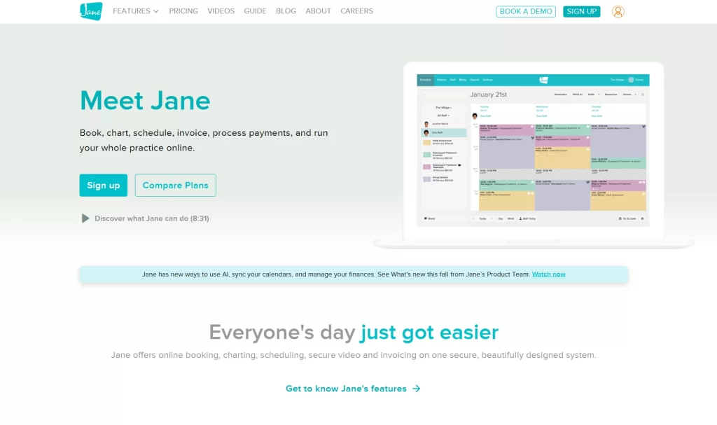 JaneApp Homepage